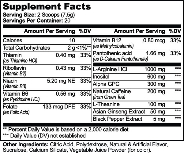 CORTEX CLEAR Flow State Supplement Facts label